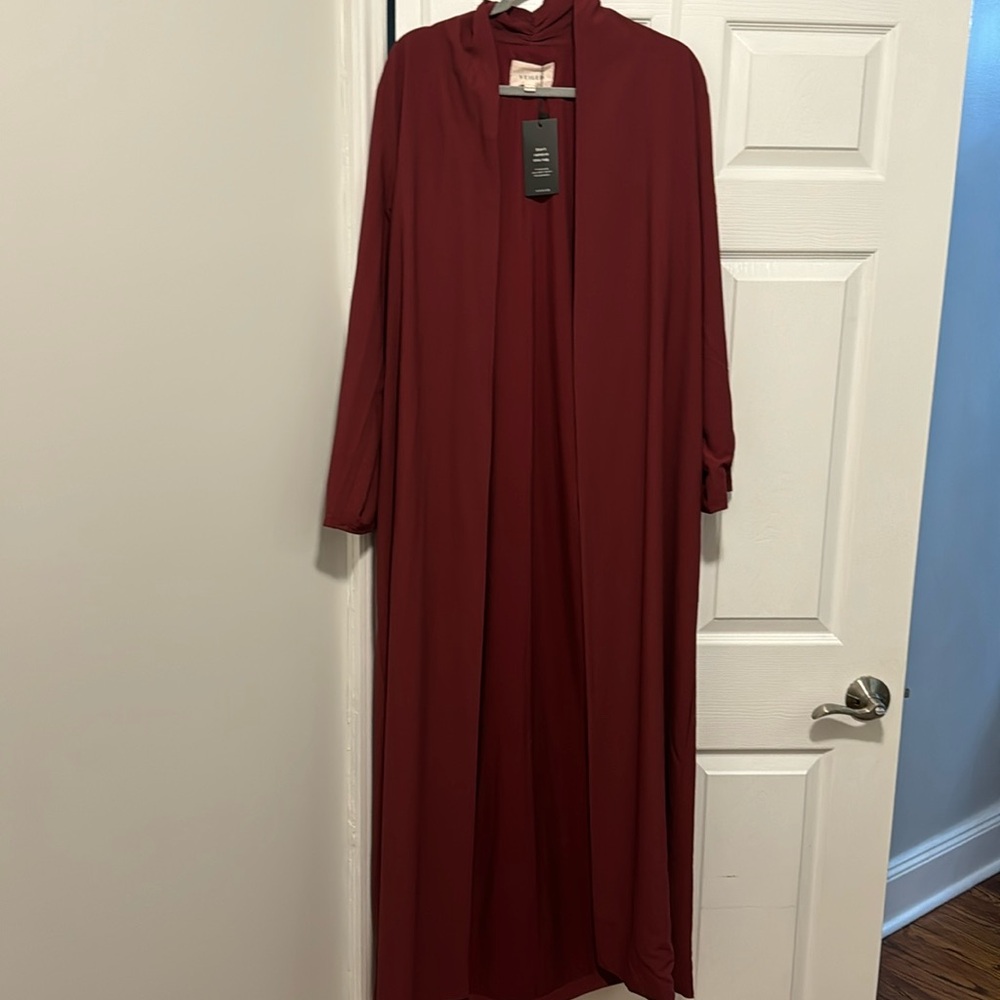 Veiled Collection Red Textured Abaya XXL